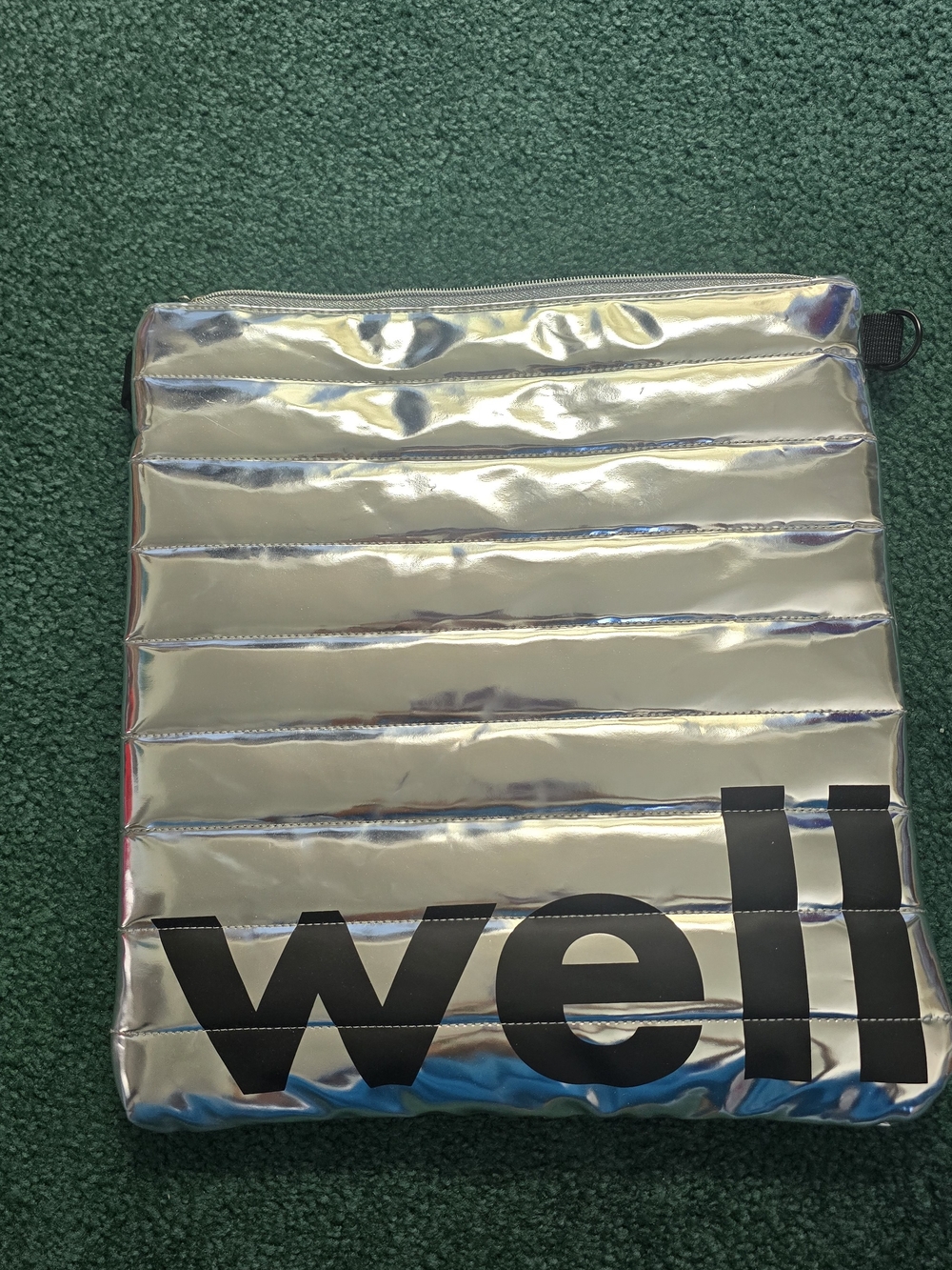 well Metallic Silver Quilted Cosmetic Pouch - well